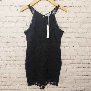 She and Sky Lace Black Lace Bodycon Dress Sz L